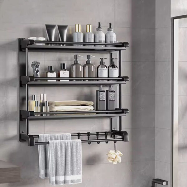 Rak Kamar Mandi Rak Kamar Mandi Stainless Hitam Dinding tanpa